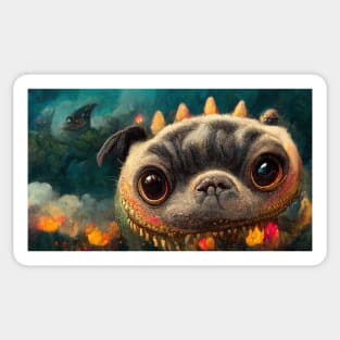 Corey the Pugosaurus Sticker